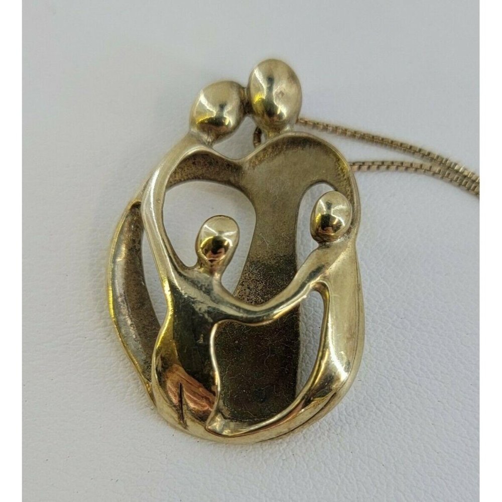 Sterling Silver Gold Plated Necklace Family 4 Reli